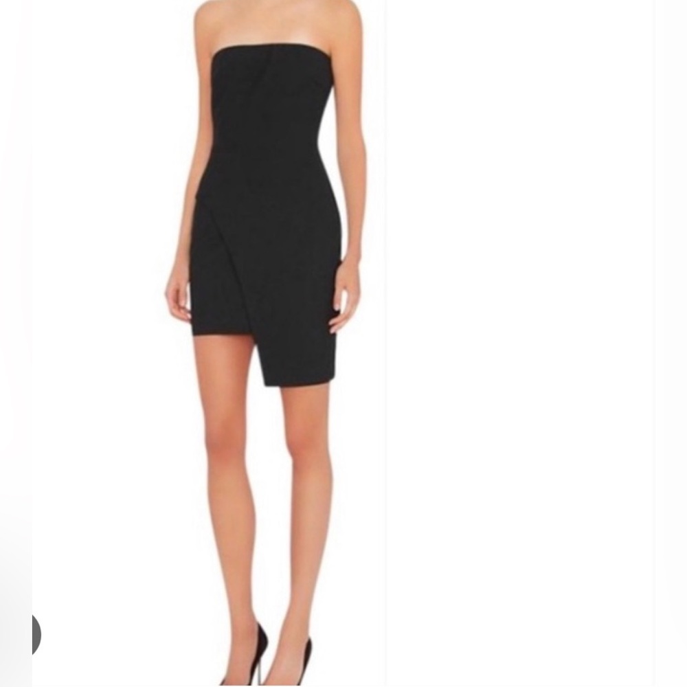 Elizabeth and James Black Strapless Asymmetrical Dress Size 8 Cocktail Event